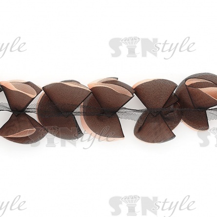 Кружево "Бантики" из капроновой ленты, ширина 65 мм, цвет персик (167), намотка 10 ярдов фото 2