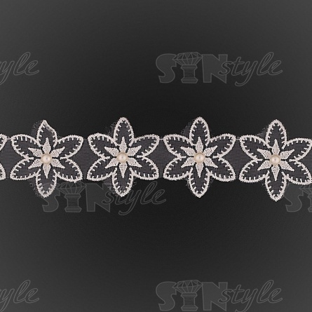 Цветочки из капроновой ленты, ширина 45 мм, намотка 20 ярдов, цвет белый фото 2