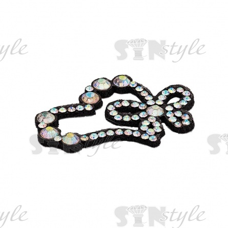 Аппликация "Сердечко" из страз, на фетровой основе, размер 40 мм х 28 мм, цвет черный + радужные стразы  фото 2