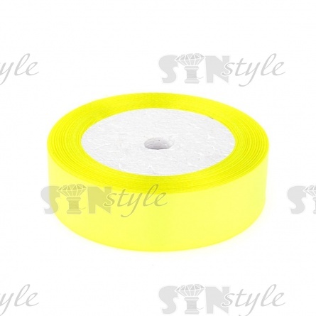 Декоративная лента атласная ширина 25 мм, намотка  25Y, цвет ярко-желтый (№058) фото 1