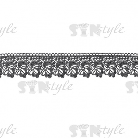 Кружево ажурное, нежная цветочная гирлянда с резным краем, ширина 55 мм, цвет черный, намотка 15 ярдов фото 1