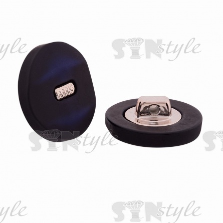 Пуговица пластиковая на ножке, черная с синим, 28L фото 2