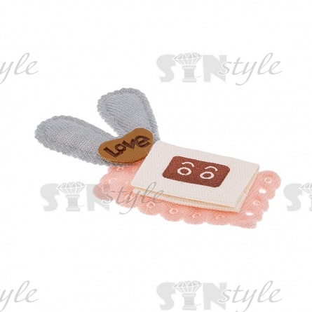 Аппликация 3D "Рамка с ушками", цвет грязно-розовый+серый, размер 50х40 мм фото 2