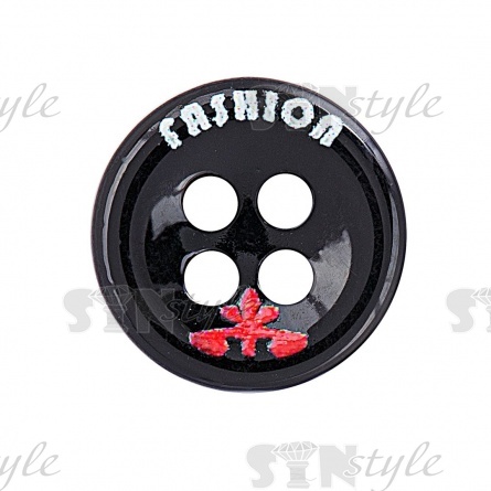 Пуговица пластиковая на четыре прокола, размер 18L, цвет черный/малиновый фото 4