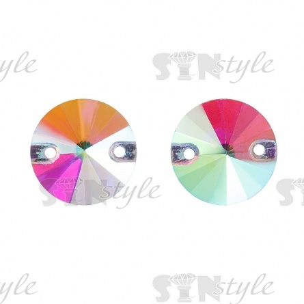 Стразы пришивные стеклянные, форма круг, цвет белый прозрачный, диаметр 12 мм фото 1