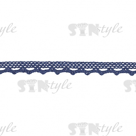 Кружево хлопковое вязаное, ширина 12 мм, цвет темно-синий, намотка 15 ярдов фото 2