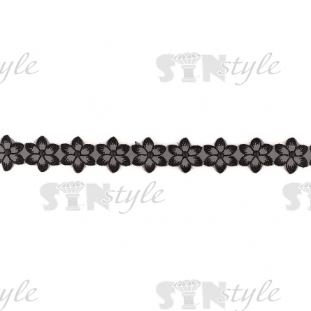 Цветочки из капроновой ленты, размер 30 мм, намотка 20 ярдов, цвет черный (#6)  фото 2