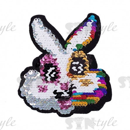 Термоаппликация "Зайчик" с пайетками, размер 95х100 мм фото 2