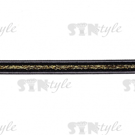 Лента бархатная с люрексом, ширина 10 мм, цвет черный+золотой, намотка 50 ярдов фото 1