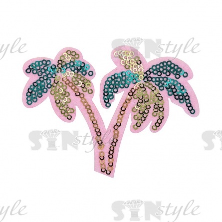 Термоаппликация "Пальма" с пайетками, размер 95х70 мм фото 1