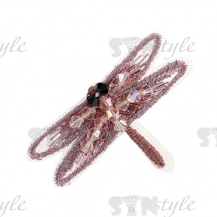 Аппликации с элементами из бисера, цвет грязно-розовый, размер 50х35 мм фото 1