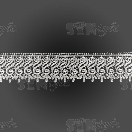 Кружево ажурное с восточным орнаментом и фестонами по краю, ширина 90 мм, цвет белый, намотка 14,2 ярдов фото 2