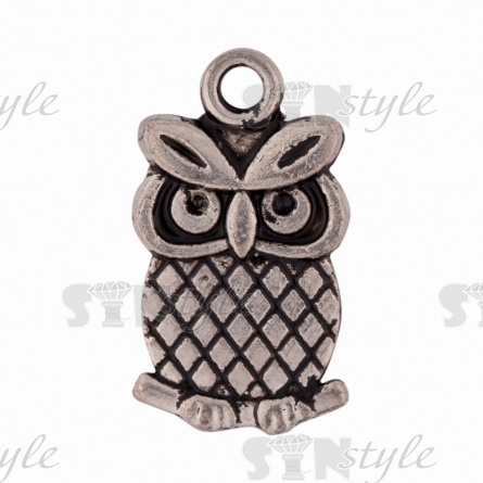 Подвеска металлическая "Сова", цвет темный никель, размер 11х17 мм фото 1