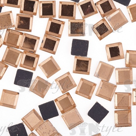 Стразы термоклеевые стеклянные Crystal, форма квадрат, размер 6х6 мм, цвет персиковый, 480 шт/уп  фото 1