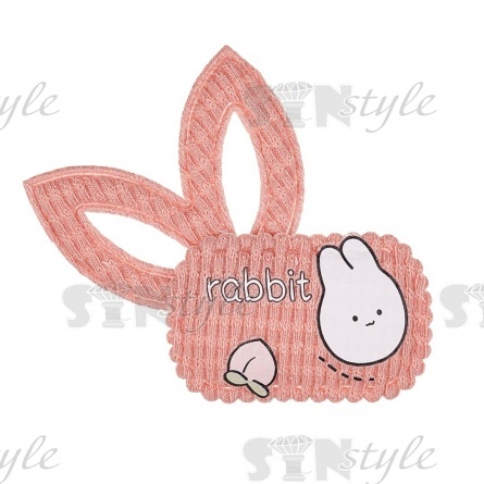 Аппликация 3D "Зайчик", цвет грязно-розовый, размер 60х55 мм фото 1