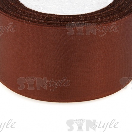 Декоративная лента атласная, ширина 50 мм, длина 25 ярдов, цвет коричневый (№032) фото 2