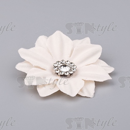 Цветочки декоративные со стразами, цвет шампань, диаметр 40 мм фото 2