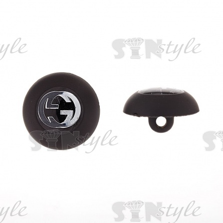 Пуговица пластиковая на ножке, 34L, черная с серебром фото 3