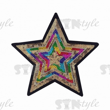 Термоаппликация "Звезда" с пайетками, размер 185 мм  фото 1