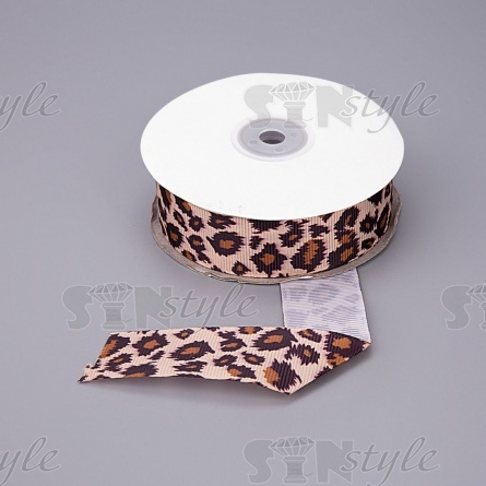 Лента репсовая, с анималистическим принтом, ширина 25 мм, намотка 20 ярдов фото 1