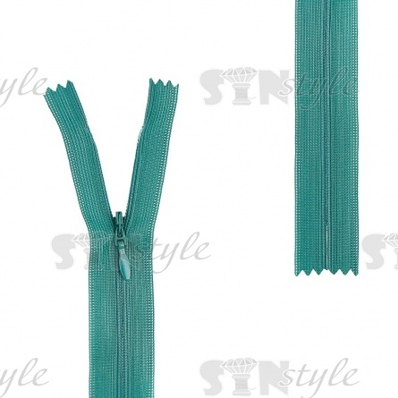Молния спираль, тип 3, потайная, неразъемная, основа капрон, длина 50 см, цвет 258 (изумрудный), бегунок цвета основы фото 1