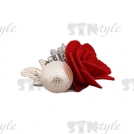 Композиция цветочная на фетровой основе, цвет красный, размер 45 мм,  фото 3