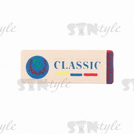 Аппликация пришивная ПВХ, с принтом, размер 40x14 мм, цвет бежевый фото 1