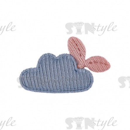 Аппликация 3D "Облачко", цвет голубой+грязно-розовый, размер 33х22 мм фото 1