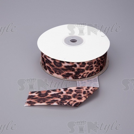Лента репсовая, с анималистическим принтом, ширина 25 мм, намотка 20 ярдов фото 1