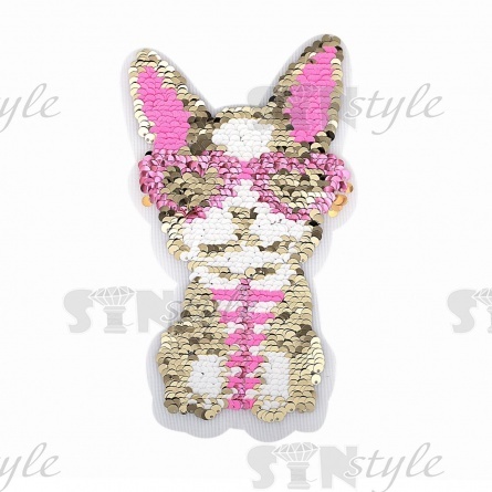 Аппликация на сетке из пайеток "Собачка", размер 115х200 мм, разноцветная фото 2