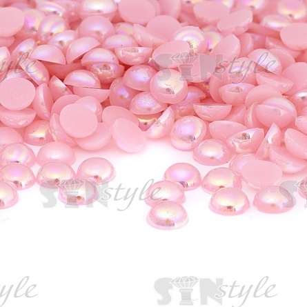 Полубусины под жемчуг пластиковые, размер 6 мм, цвет розовый радужный фото 1