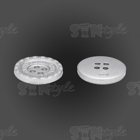 Пуговица пластиковая на четыре прокола, размер 28L, цвет серебристый фото 3