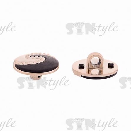 Пуговица пластиковая на ножке, круглая, золотая основа с черной вставкой, 28L фото 2