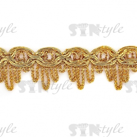 Тесьма отделочная металлизированная, ширина 25 мм, цвет золотой, намотка 15 ярдов фото 1