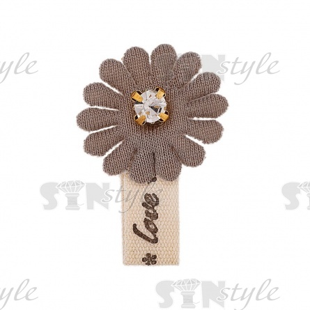 Аппликация 3D "Цветочек", цвет серый, размер 22х30 мм фото 1