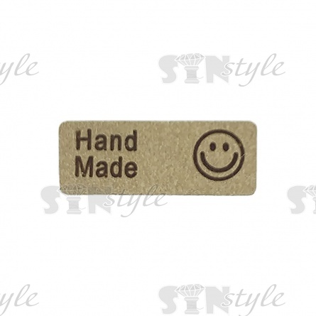 Аппликация пришивная пластинка "Смайлик", цвет бежевый, размер 39 мм х 15 мм фото 1