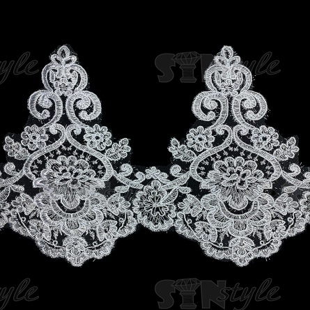 Кружево гипюр, ширина 220 мм, цвет сияющий белый, намотка 10 ярдов фото 2