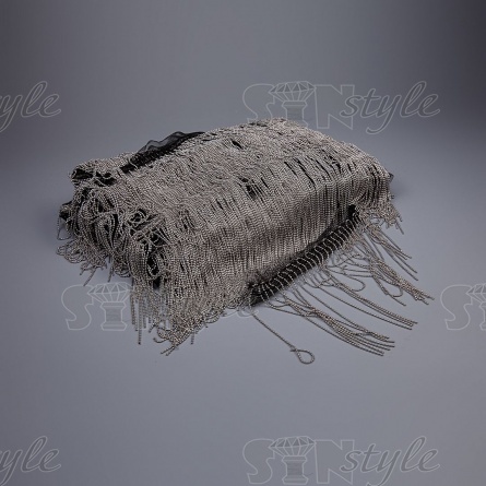 Декоративная тесьма с бахромой отделочная на сетке, ширина 120 мм, цвет черный/цепочка цвет никель, намотка 25 ярдов фото 2