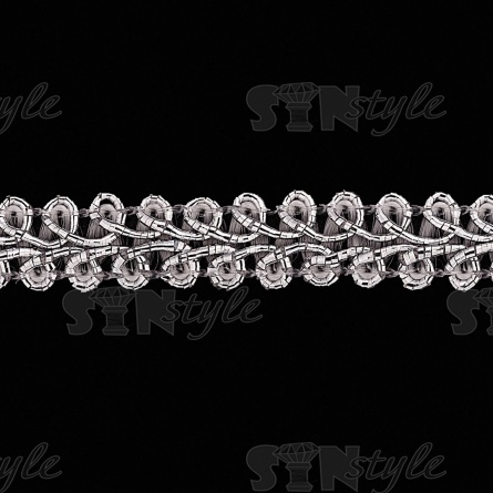 Тесьма отделочная металлизированная, ширина 11 мм, цвет серебро, намотка 15 ярдоВ фото 2