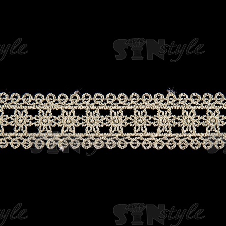 Кружево ажурное с нежным цветочным узором, ширина 30 мм, цвет шампань, намотка 10 ярдов  фото 1