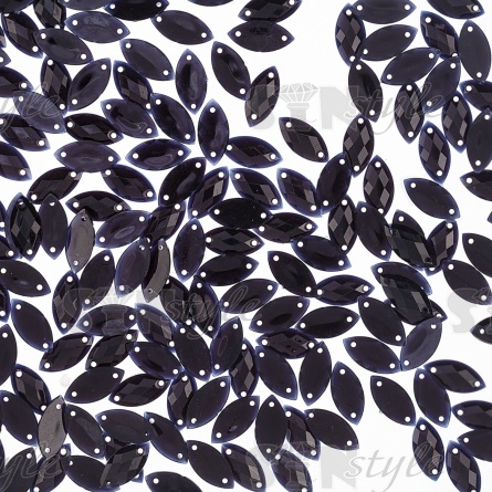 Стразы пришивные акриловые, форма лодочка, цвет черный, размер 5*12 мм фото 1