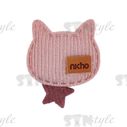 Аппликация 3D "Котик", цвет грязно-розовый, размер 30х35 мм фото 1