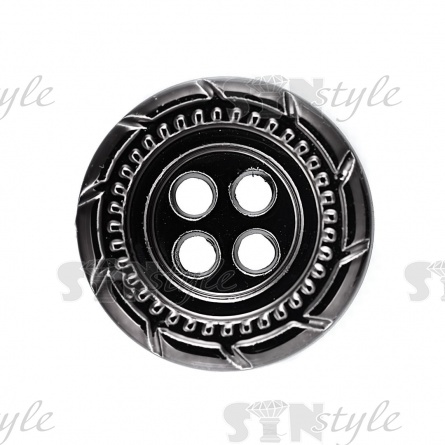 Пуговица пластиковая на четыре прокола, размер 20L, цвет черный фото 2