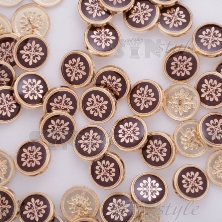 Пуговица металлическая на ножке, золотая с бордовым, 32L фото 3