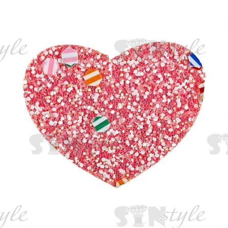 Аппликация 3D "Сердечко", цвет грязно-розовый, размер 30х25 мм фото 1