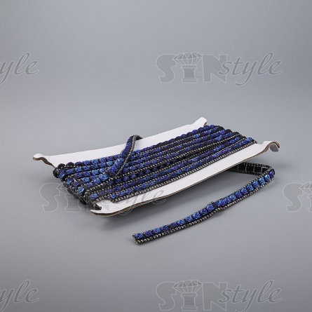 Лента декоративная со стразами на термоклеевой основе, цвет синий+черный, ширина 10 мм, намотка 5 Y  фото 2