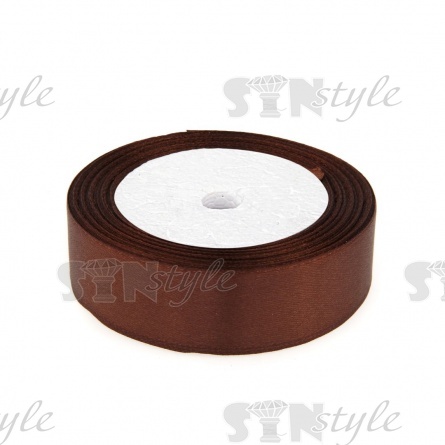 Декоративная лента атласная, ширина 25 мм, 25 Y, цвет коричневый фото 1