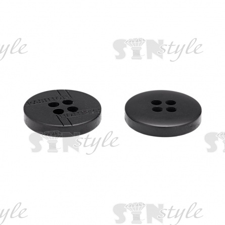 Пуговица пластиковая, на четыре прокола, размер 24L, цвет черный фото 3