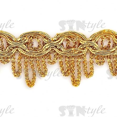 Тесьма отделочная металлизированная, ширина 25 мм, цвет золотой, намотка 15 ярдов фото 2