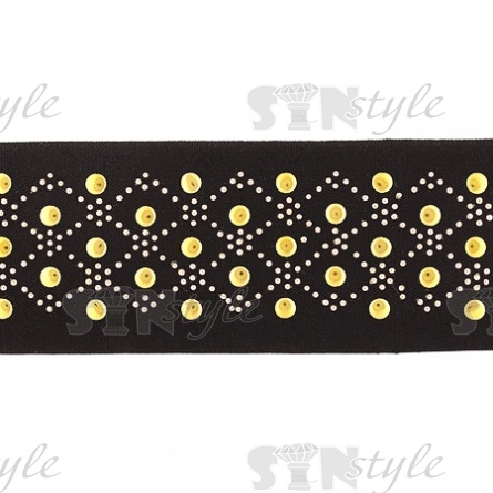 Резинка декоративная, ширина 60 мм, цвет черный+золотой, намотка 50 метров  фото 1